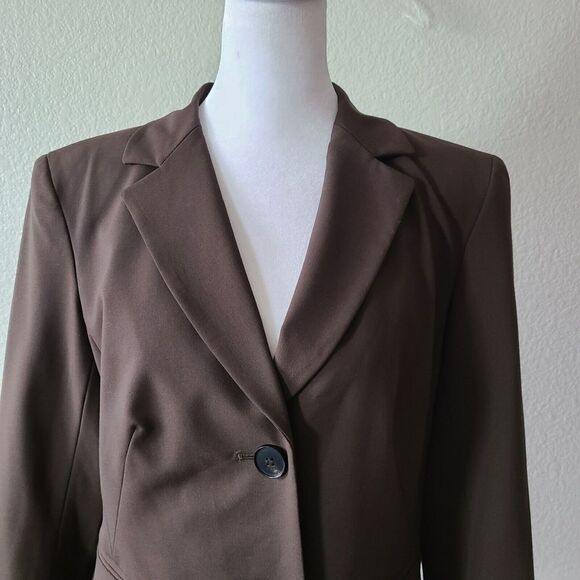 Lafayette 148 New York Blazer Womens Size 6 Brown Wool Career Jacket Two-Button - Picture 4 of 10
